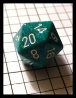 Dice : Dice - 20D - Chessex Blue with Green Speckles with White Numerals - Ebay June 2010